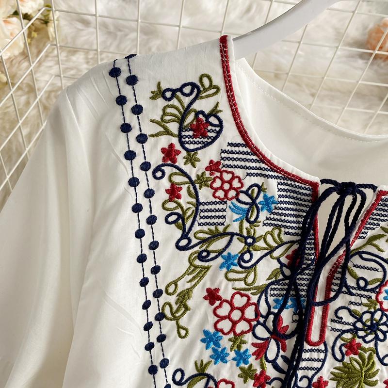 RUGOD Путешествие отпуск ретро этническая вышивка v-образным вырезом с кисточками на шнуровке платье с длинными рукавами модное темпераментное длинное платье