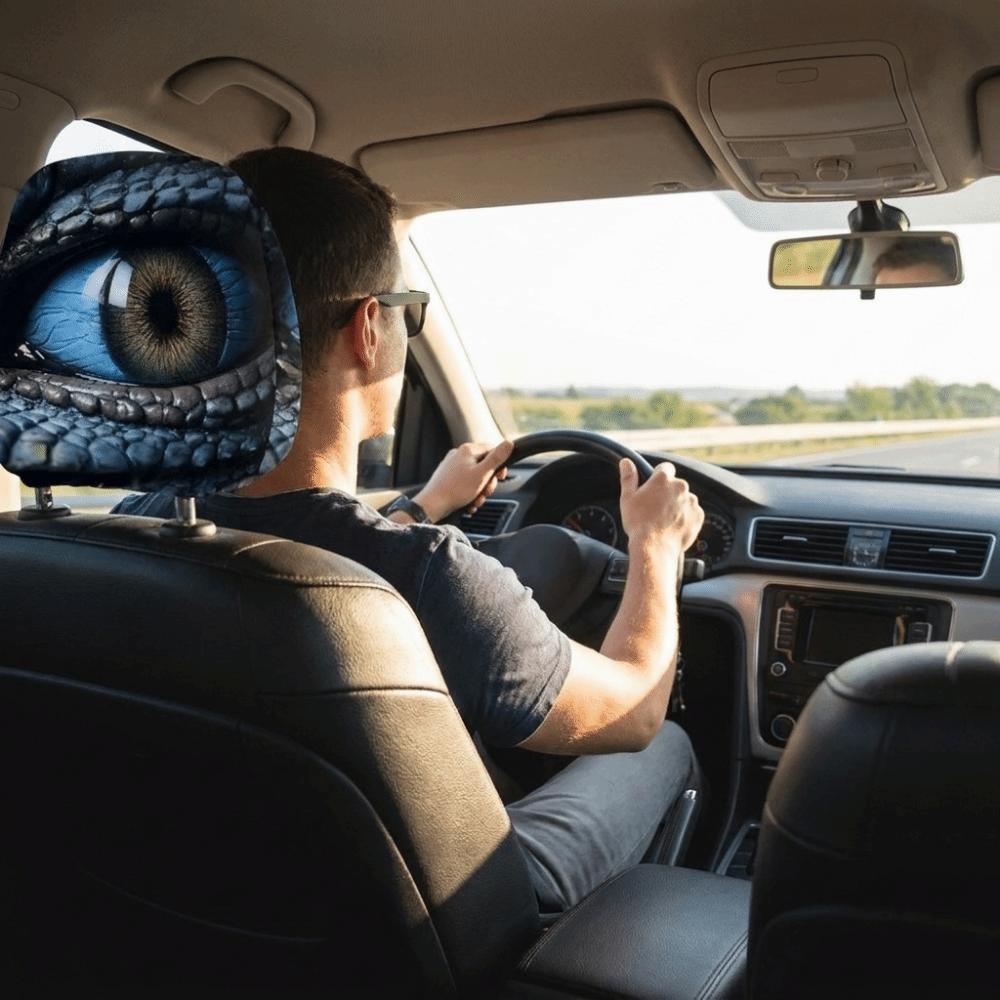 2PCS Colorful Dragon Pupil Car Headrest Covers Auto Interior Decoration Cover Gift for Car Lover