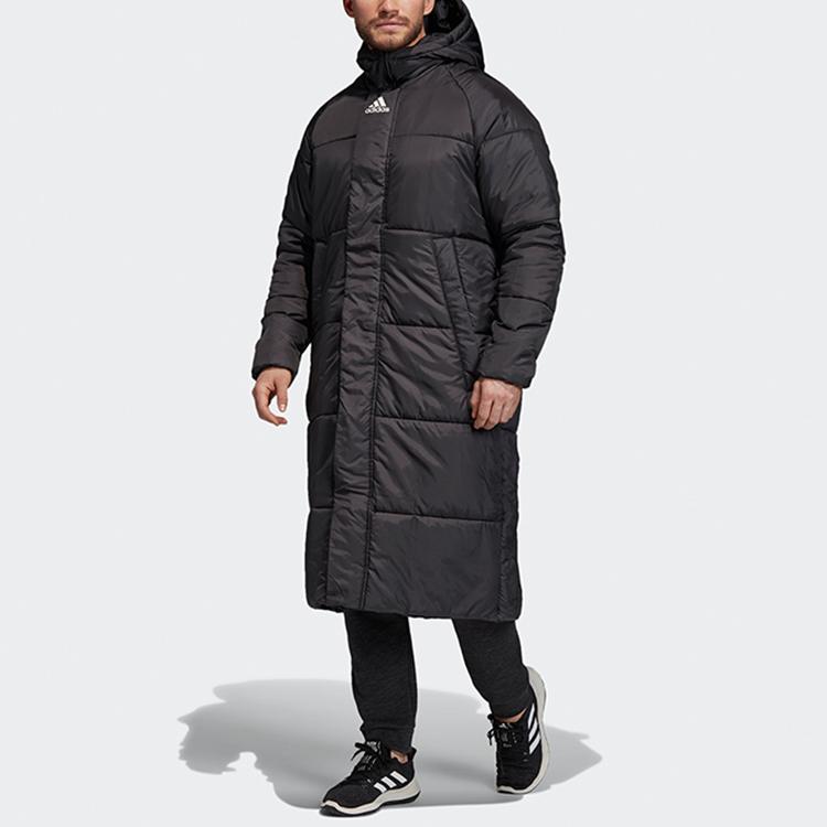 adidas Длинная утепленная куртка с капюшоном, ветрозащитная, теплая, стандартного кроя, унисекс, черная DZ1436