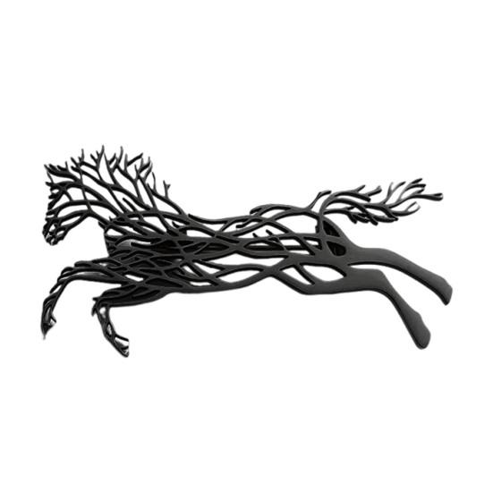 Galloping Horse Brooch Stainless Steel Hollow Design Brooch Pin Artistic Design Clothes Hats Bags Badge Fashion Accessories