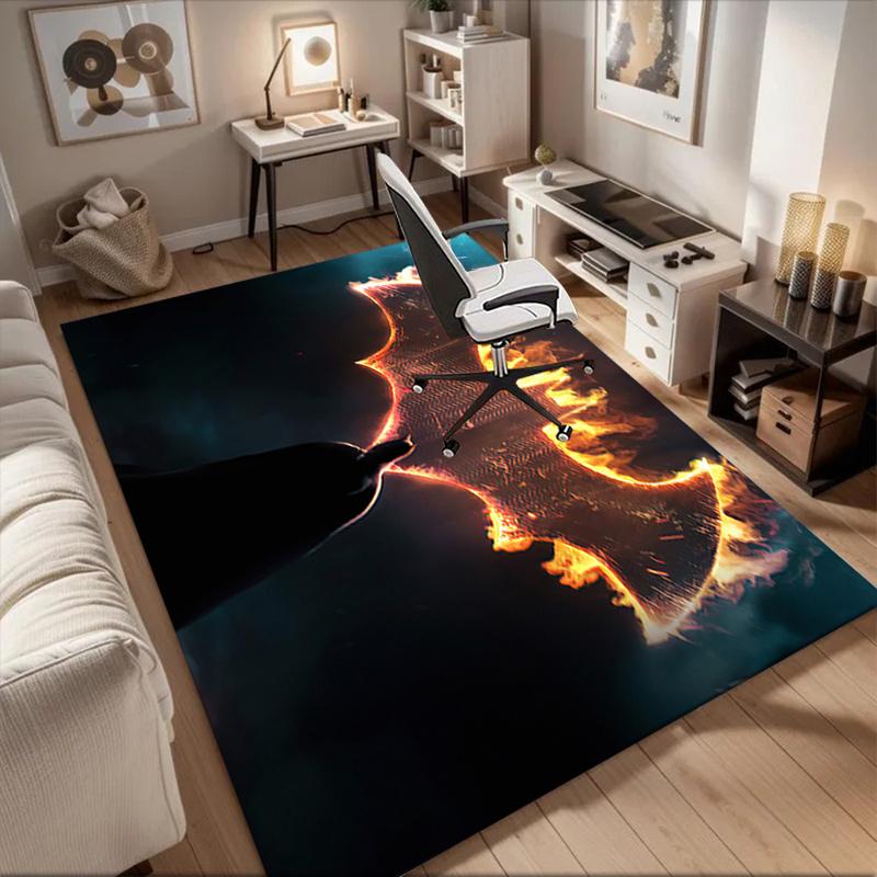 Flaming Batman Symbol Wall Art Decor Office Mat Home Decor Office Desk Chair Rugs Chair Carpet for office Chair Mat Gift For Halloween & Chr
