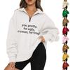 Women's Casual Fashion Long Sleeve Solid Color Zip Sweatshirt Top