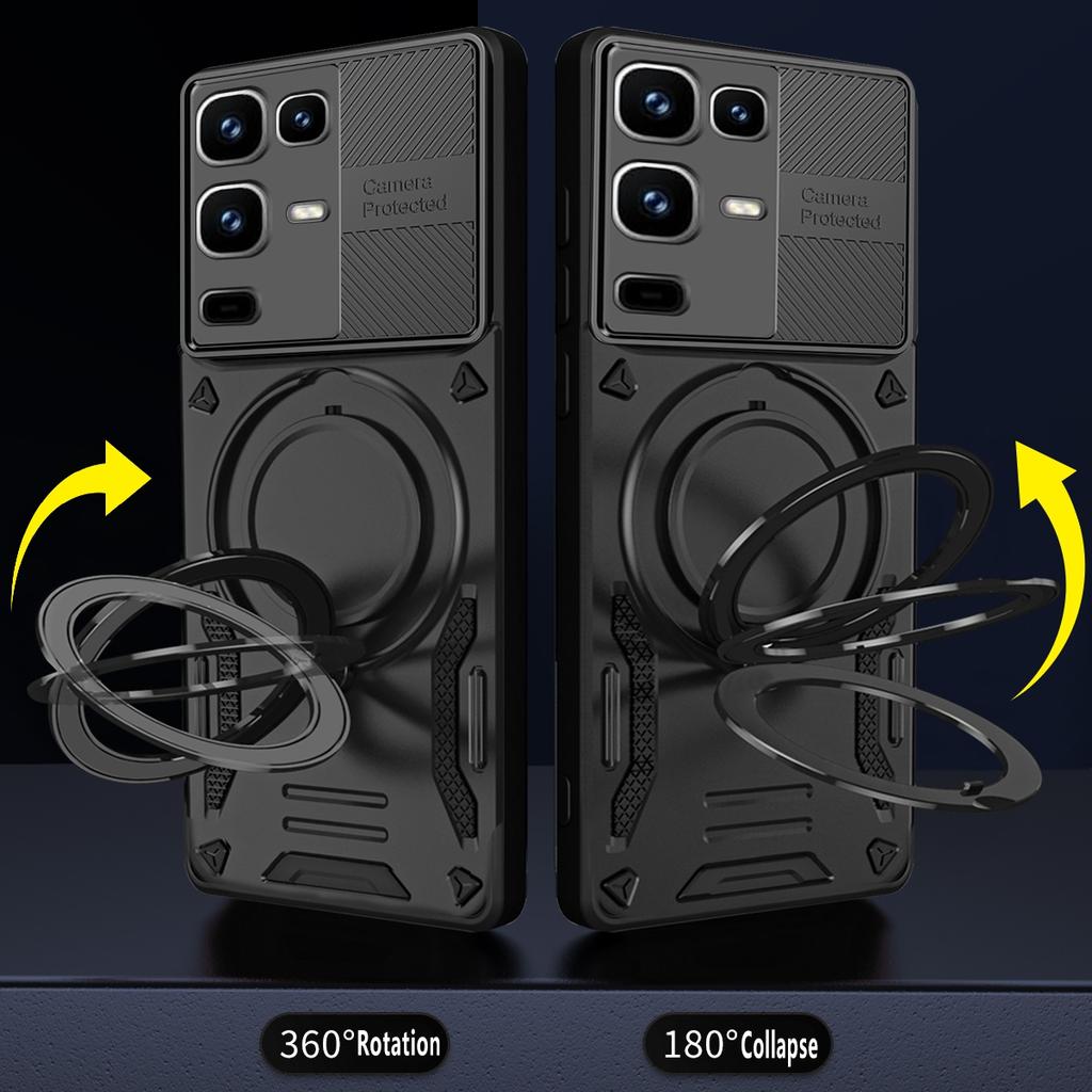 Магнитный чехол для Infinix Note 50 4G / Note 50 Pro 4G, противоударная задняя крышка для телефона из ТПУ + ПК с подставкой