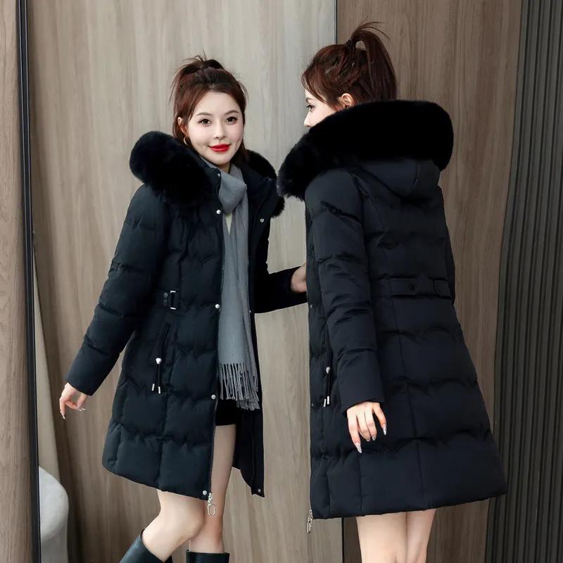 Women's Winter Parka Coat Hooded Korean Version Lady Down Cotton Jacket Warm Temperament Ladies Cotton Padded Outerwear