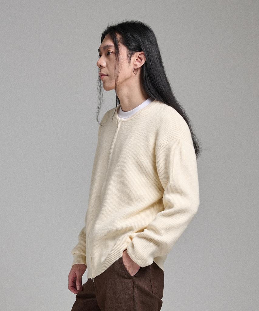 ANALOG MOOD 2-Way Round Cardigan Knit (Cream)