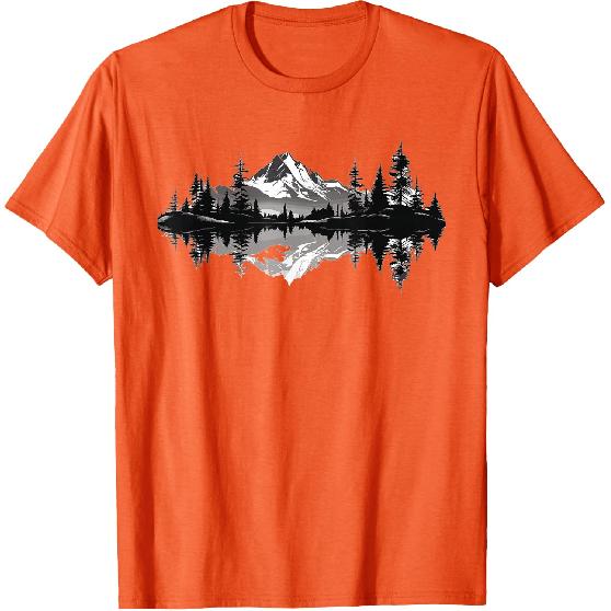 Mountain Landscape Reflection Forest Trees Outdoor Wildlife T-Shirt