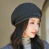 Ladies Winter Pile Hat Baggy Knitted Solid Color Elastic Retro Style Women Cap Anti-slip Warm Beret for Outdoor Activities Daily Wear