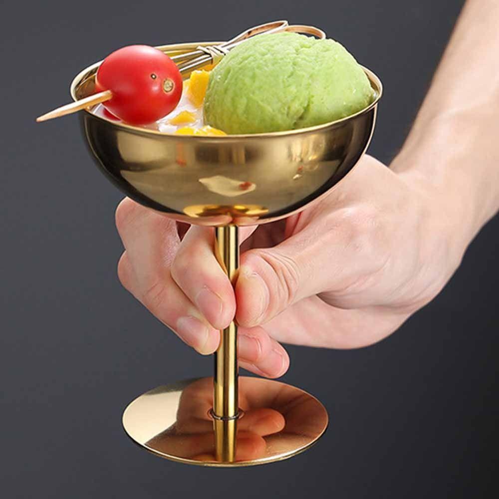 Stainless Steel Ice Cream Cup 150/250ML Pudding Dessert Bowl Stemmed Fruit Plate  Party Supplies