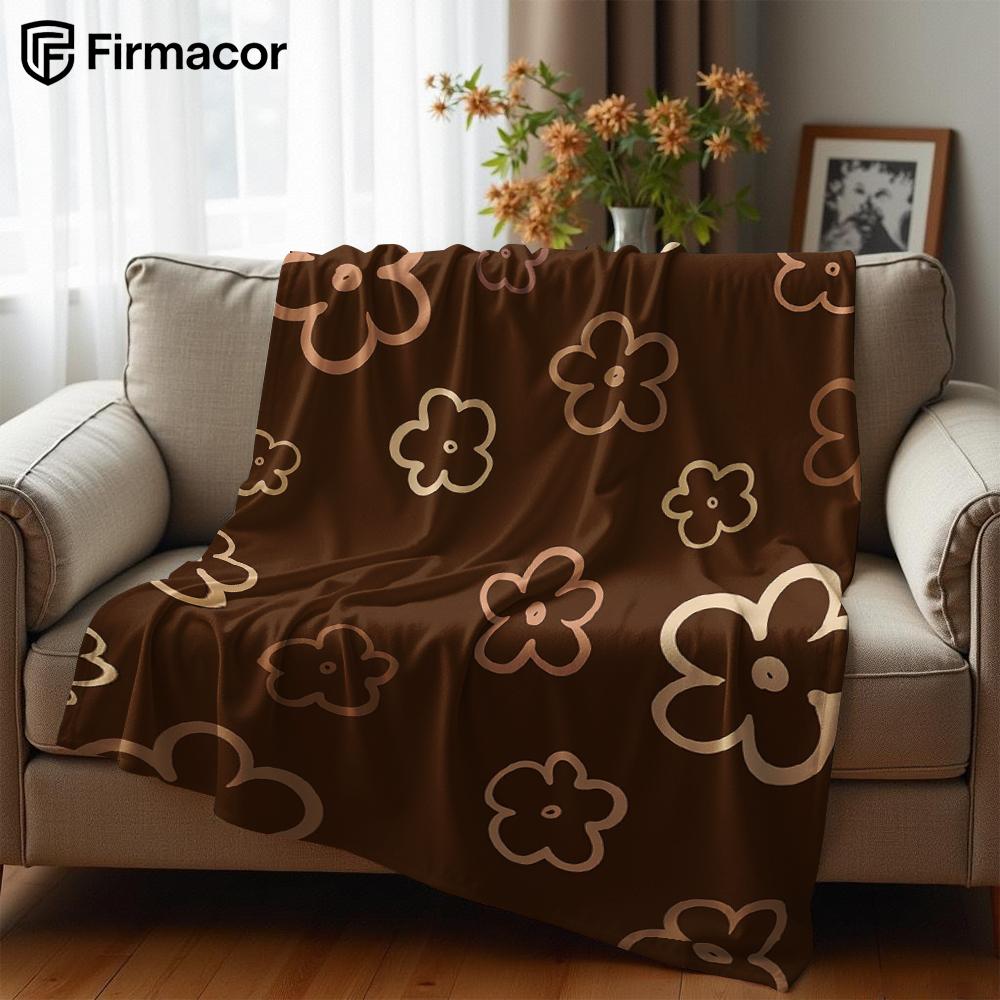 Monochromatic Floral Ultra Soft Sherpa Fleece Blanket Fluffy Warm Halloween Cozy Throw for Sofa Couch Bedroom Gift All season