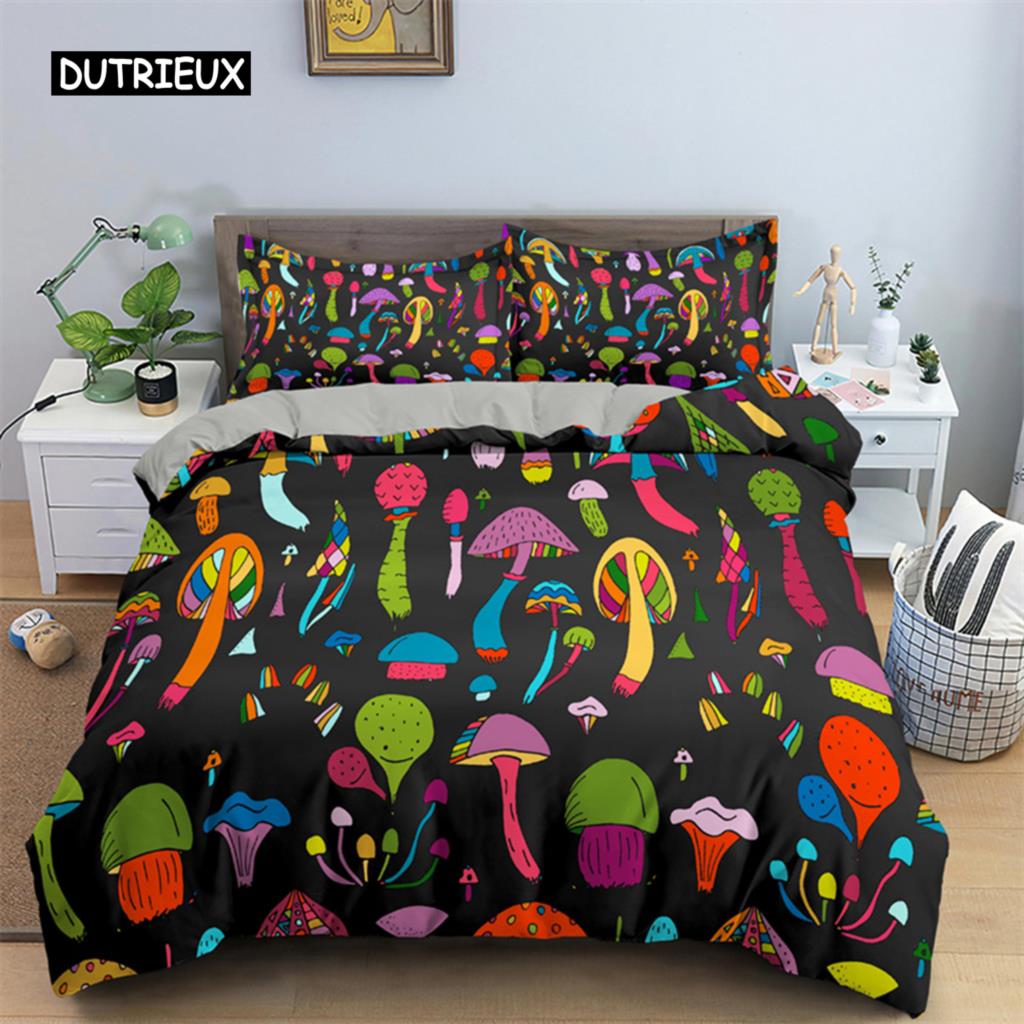 Пододеяльник с абстрактным человеческим лицом, двуспальный, двуспальный, из микрофибры, мистический рисунок, комплект постельного белья с психоделическим граффити