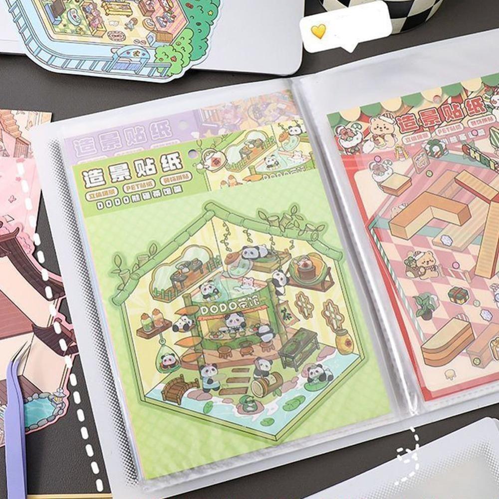 20/40 Pages Landscape Sticker Storage Book Transparent A5 File Folder  Students