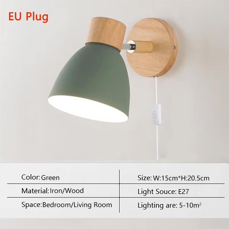 Скандинавский светодиодный настенный светильник Минималистичный железный с выключателем E27 Настенная лампа Для спальни Прикроватный кабинет Офис Внутреннее освещение Светильники