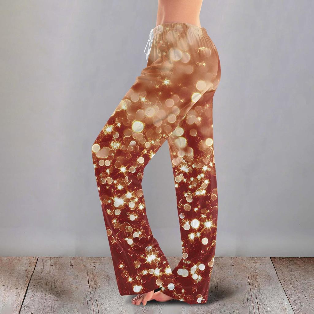 Женские милые брюки с цветочным принтом на завязках, повседневные пижамные брюки