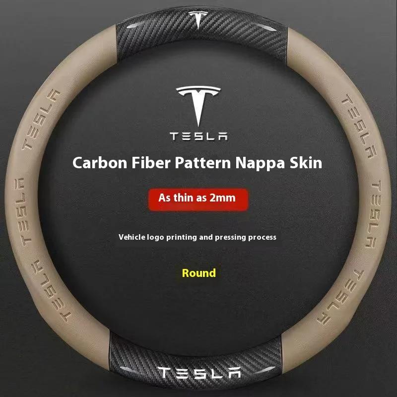 CPSSA1 Car Steering Wheel Cover for Tesla Model 3 Model S Y X Roadster 2019-2025 Auto Interior Steering Wheel Accessories Anti-Slip