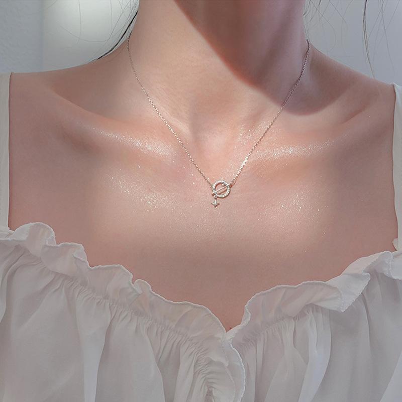 Короткое ожерелье «Планета» Женское приливное видение Вселенной со звездой и кисточкой из циркония Подвеска на ключицу «Холодный ветер»