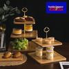 Квадратный бамбуковый деревянный набор из 3-х ярусов для подачи блюд