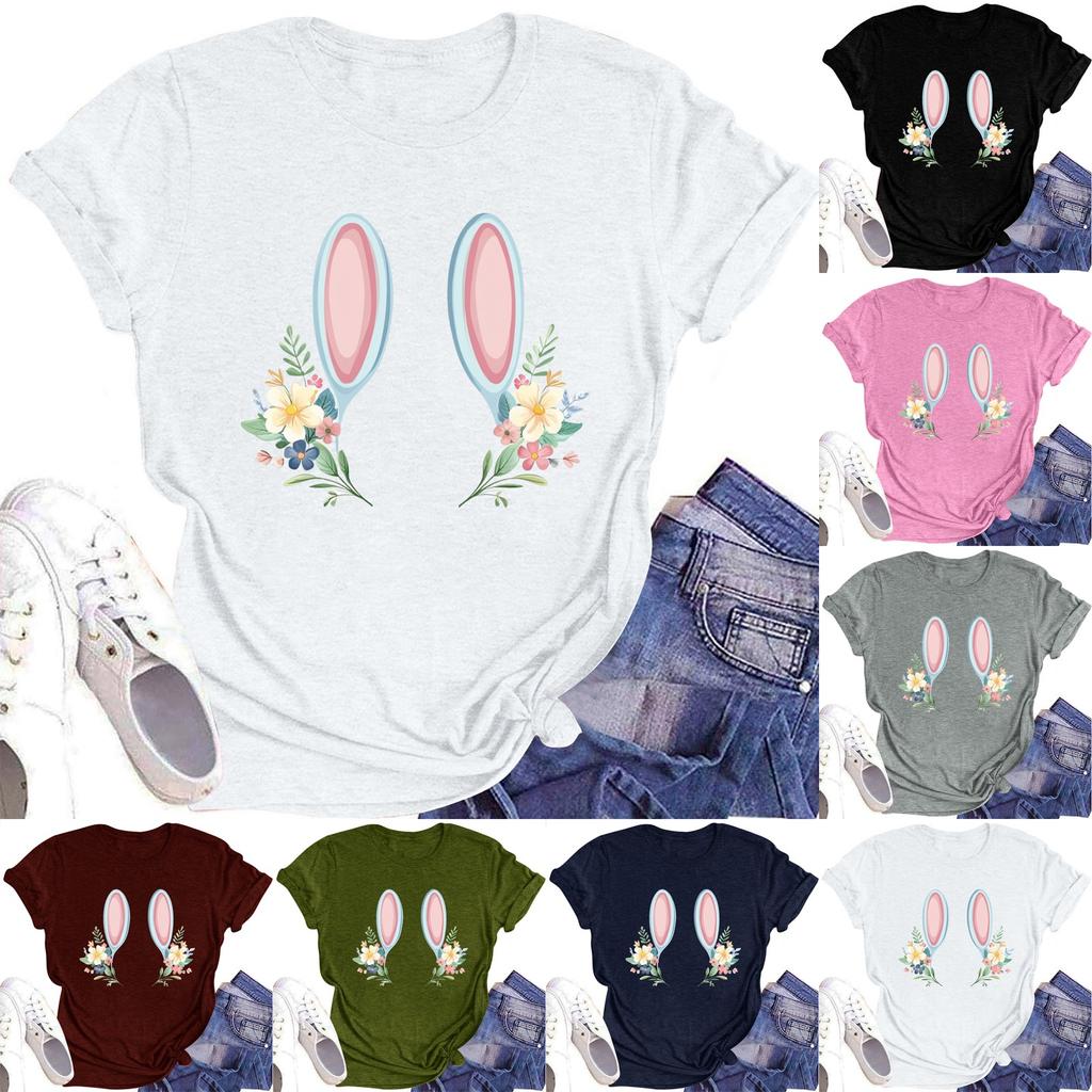 Women's Printed Round Neck Short-sleeved T-shirt Top