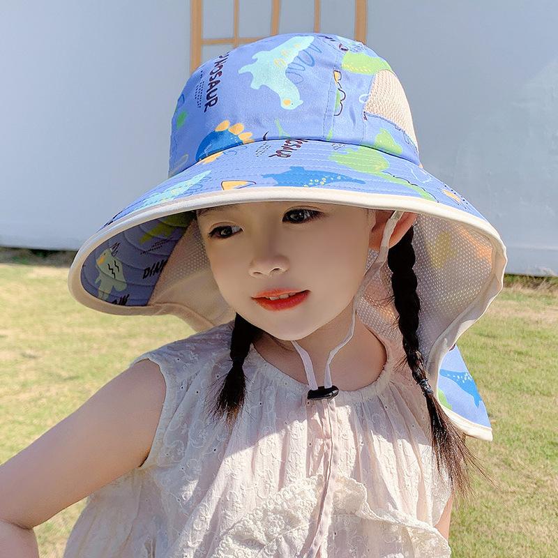 Kids Summer Sun Hat UV Protection Face Neck Flap Cap for Boys Girls Student Outdoor Travel Beach Fishing