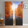 Black Road In Autumn Forest Tulle Window Curtain For Living Room Bedroom Voile Sheer Curtains Kitchen Treatments Drapes