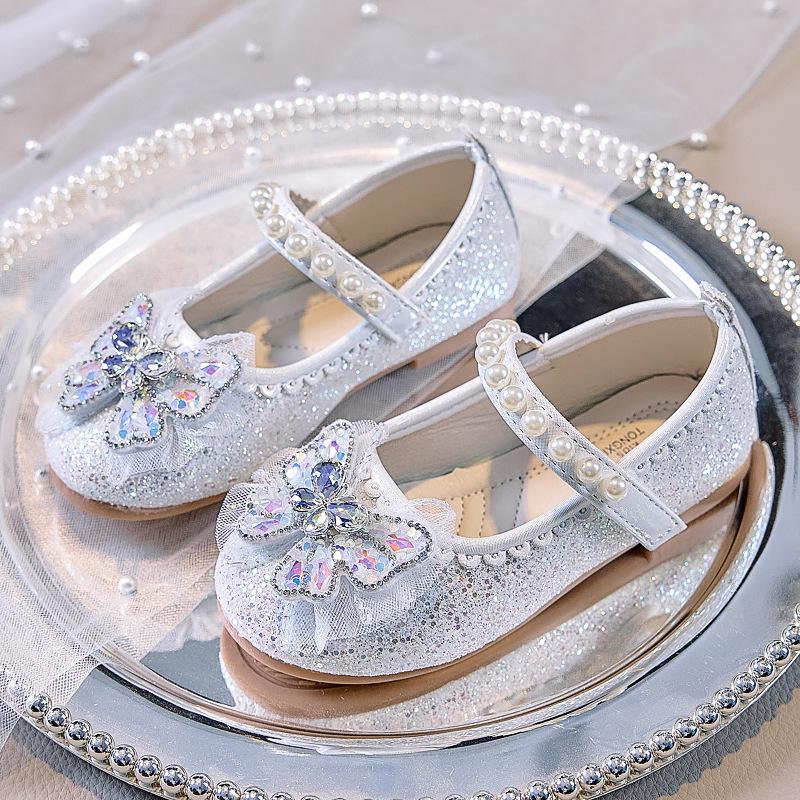 Autumn 2025 Korean Style Glossy Princess Girls' Closed-Toe Soft Sole Shoes for Stage Performance
