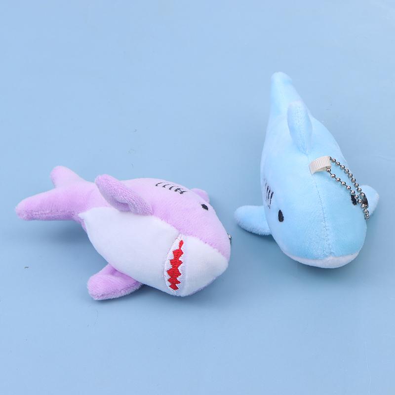 Cute Cartoon Stuffed Plush Shark Pendant Key Chain Ring Doll Toys For Kids Gifts