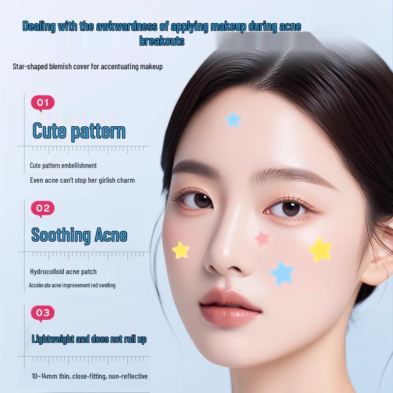 Ультратонкие водостойкие гидроколлоидные пластыри от прыщей горы Чанбай - Цветные и милые, 40 шт. для удаления акне и черных точек