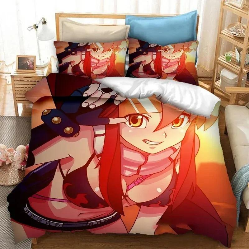 Аниме Tengen Toppa Gurren Lagann Камина Комплект постельного белья Двуспальный Queen Size Пододеяльник Наволочка для Мальчиков Девочек Детей Взрослых