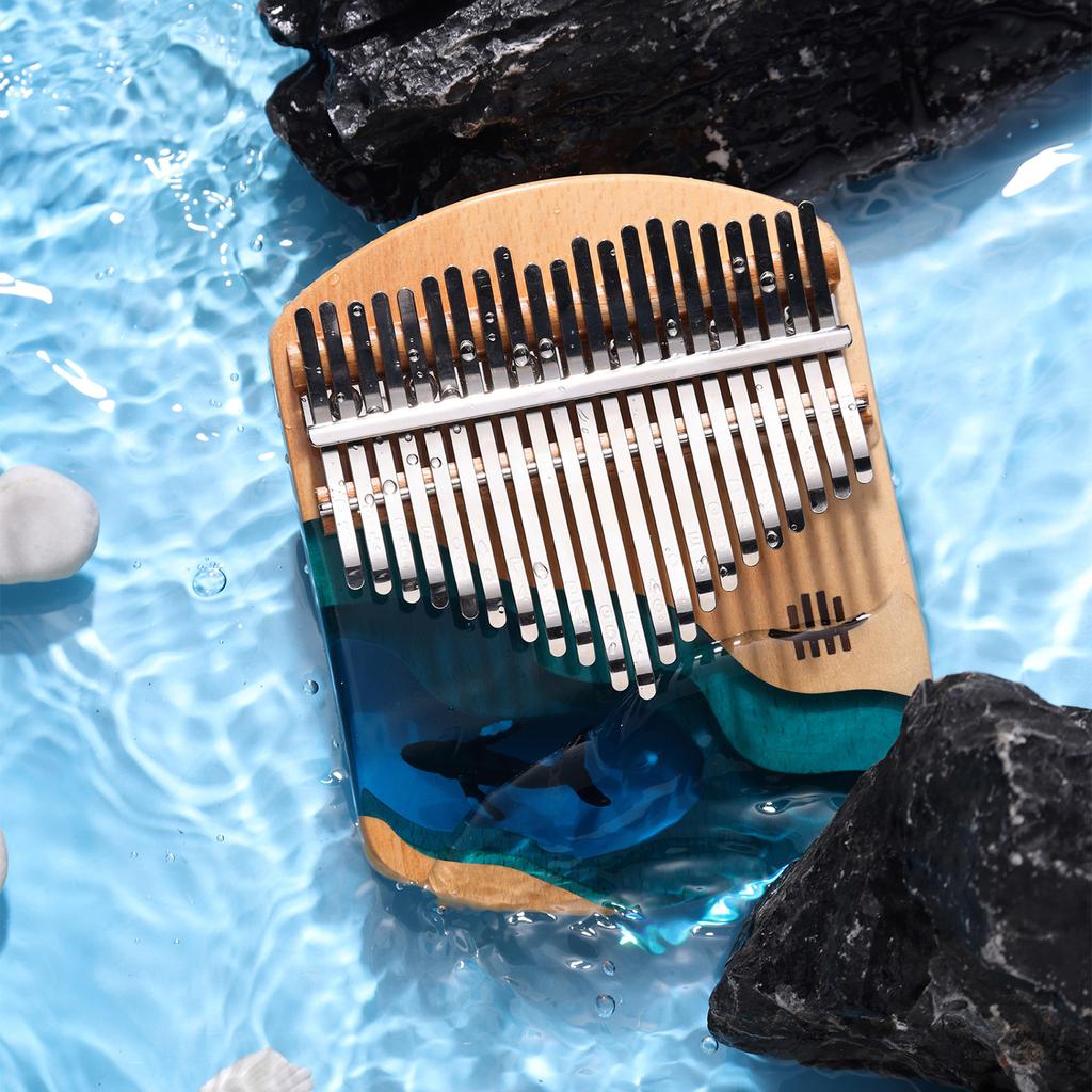 Hluru Kalimba Thumb Piano 21 клавиша Буковое дерево для большого пальца Фортепиано Портативный музыкальный инструмент синий