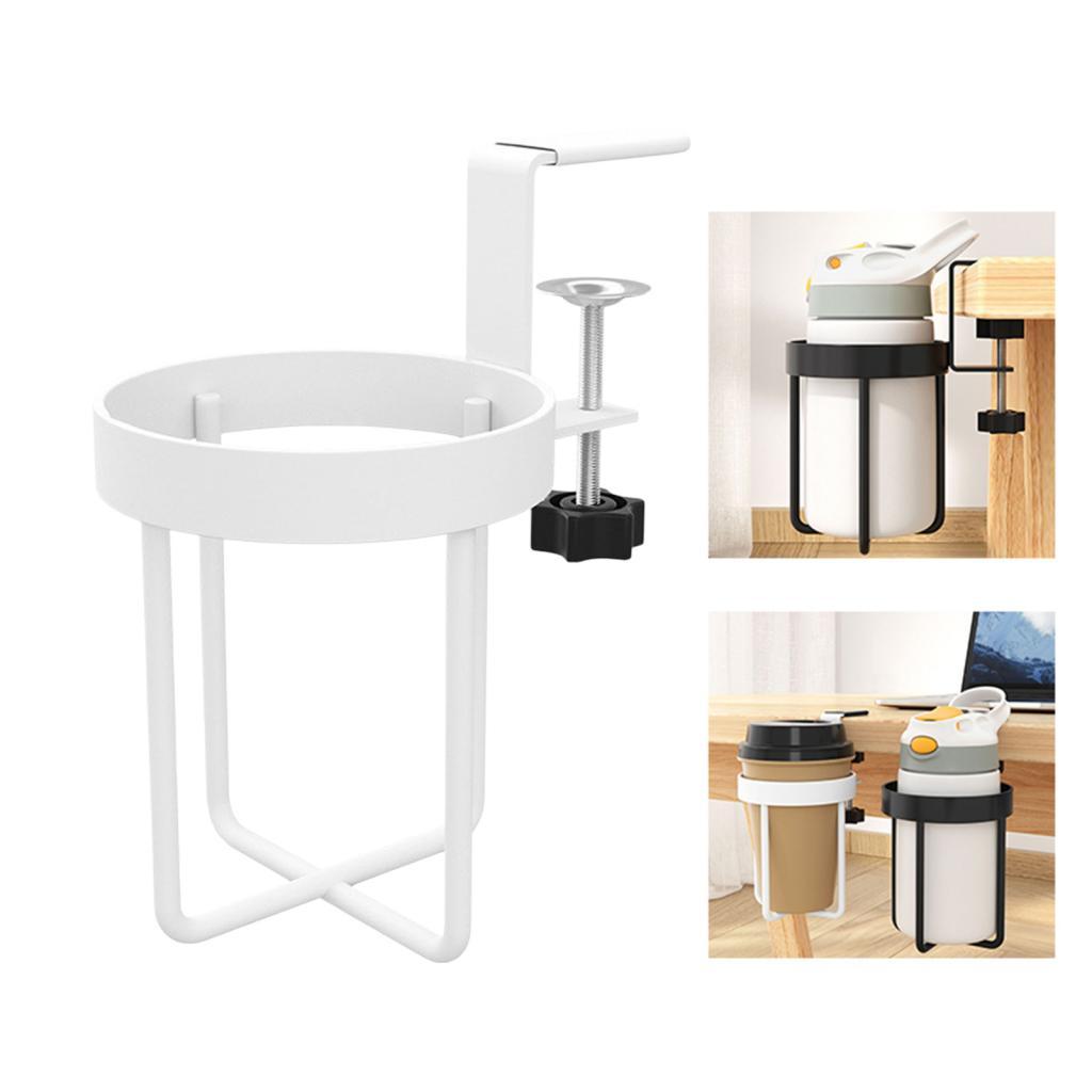 Clip on Desk Cup Holder Chair Drink Desktop Organizer Table White