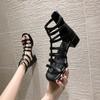 Fashion Block Heels Women's Sandals Novelties 2024 Shoe Roman Summer New 2024 Chunky Low Heel Shoes Fashion Sandal for Women Comfortable