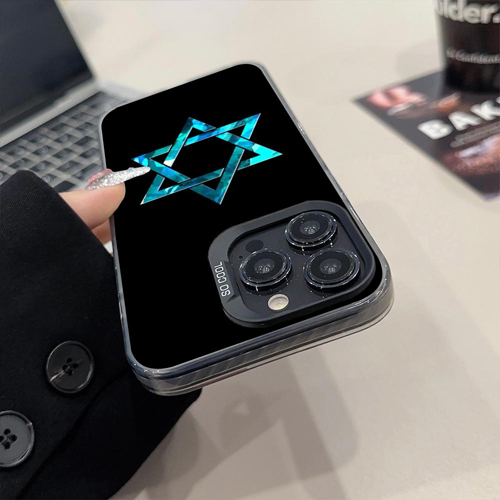 Чехол для телефона со звездой Давида, матовый цветной серебристый, для iPhone 15 14 16 13 12 11 Pro Max Plus XS X, противоударный жесткий чехол