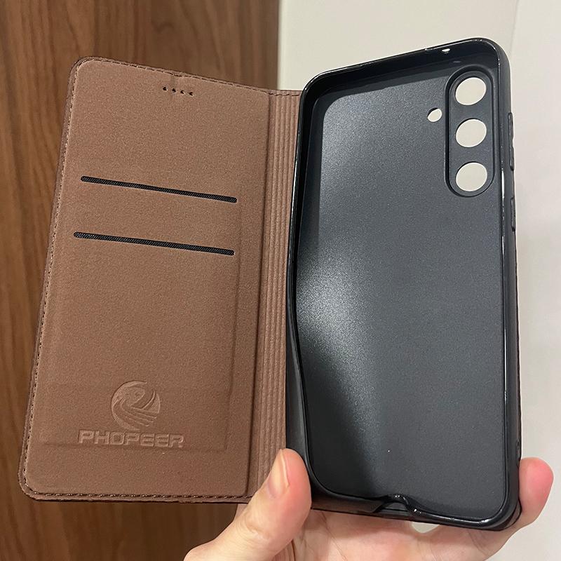 Magnetic Genuine Leather Skin Flip Wallet Book Phone Case Cover on For Samsung Galaxy S26 S25 S24 S23 S22 S21 FE Plus Ultra 5G