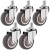 4PCS TPE Rubber Threaded Stem Swivel Casters No Noise Replacement Castors Table Shelf