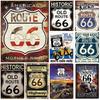 Винтажные Исторические Старые Дорожные Знаки Route 66 Металлические Жестяные Вывески Настенное Искусство Ретро Постер для Баров Ресторанов Кафе Клубов Табличка Домашний Мужской Уголок Настенный Декор