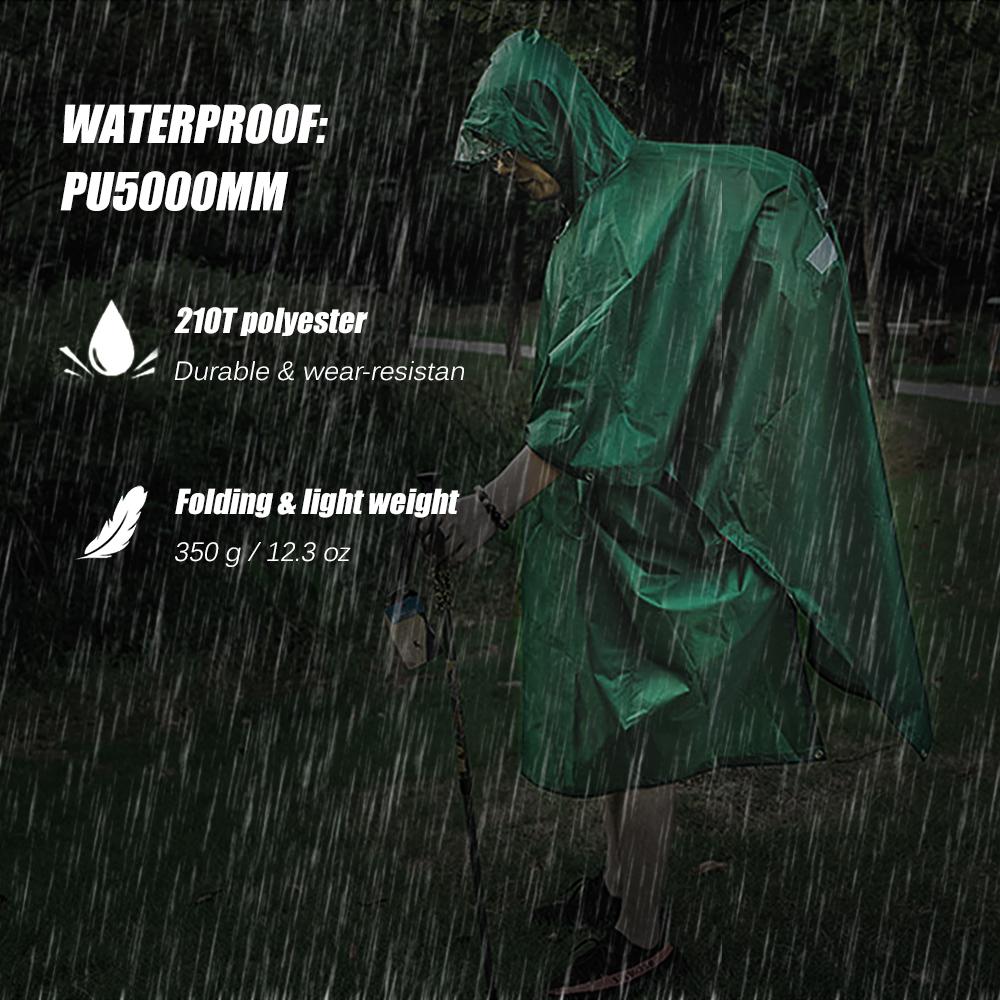 Дождевик-пончо Водонепроницаемый плащ с капюшоном Легкий велосипедный дождевик Походный плащ с капюшоном Куртка Мотоциклетное пончо от дождя Коврик для пикника