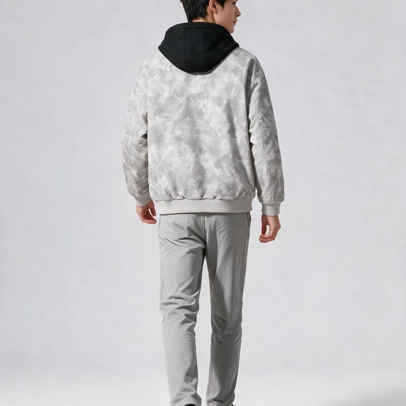 Kuaiyu Men's Winter Distressed Faux Two-Piece Padded Jacket