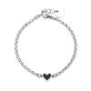 Bizmix Heart Pendant Surgical Steel Adjustable Length Chain Bracelet (C2201-Ac828_Bk)