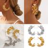 Exaggerated C Shape Flower Earrings Fashion Accessory for Women Portable Gold and Silver Hoop Comfortable Jewelry