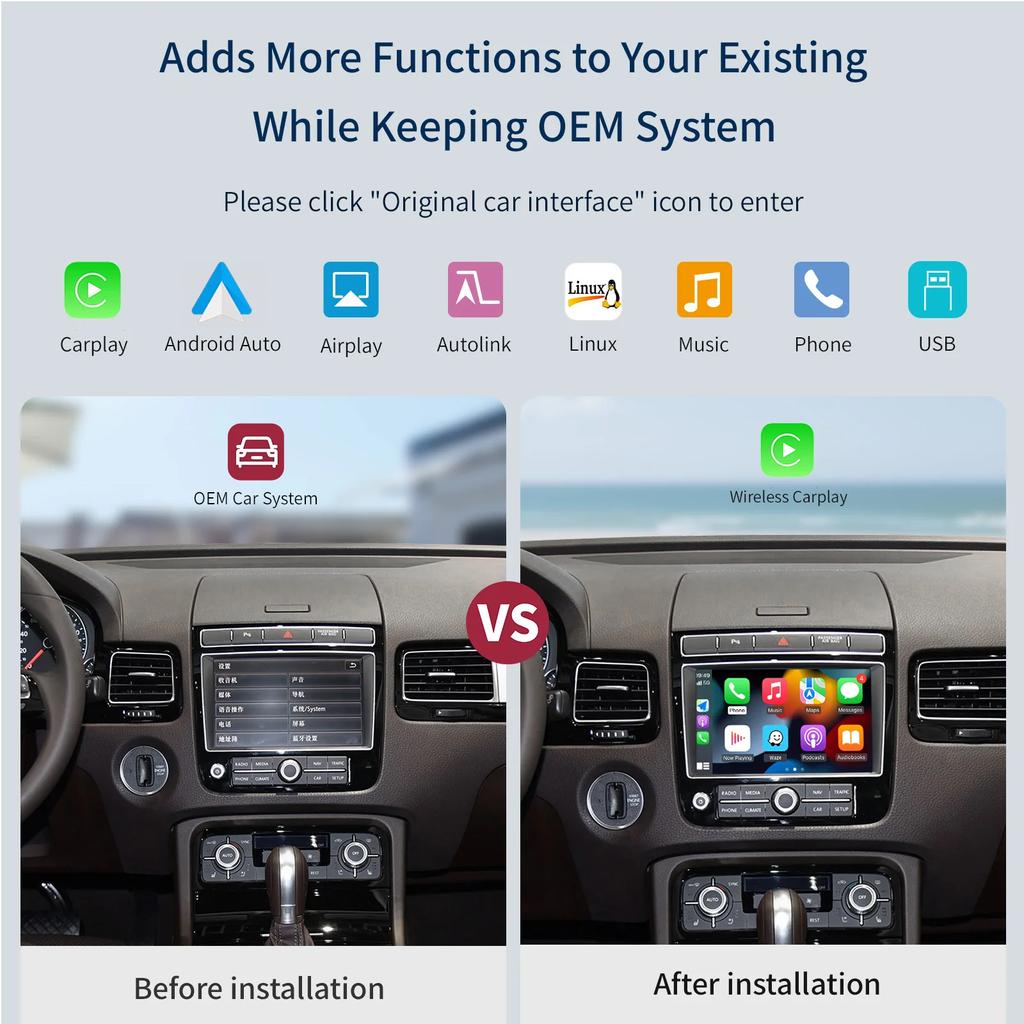 Беспроводной Carplay Android Auto для Volkswagen Touareg с 8-дюймовым экраном RNS850 2010-2018 Mirroring Car Play AirPlay Multimedia