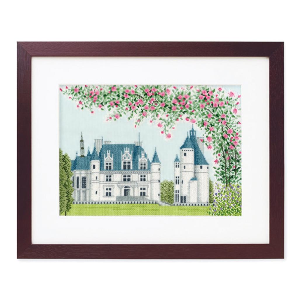 Olympus Yarn Cross Stitch Embroidery Kit from World Heritage Sites and World Scenery Chenonceau 7213 Off-white