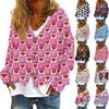 Women's Fashionable Short Jacket Casual Long Sleeved Valentine's Day Printed Single Breasted Plush Top