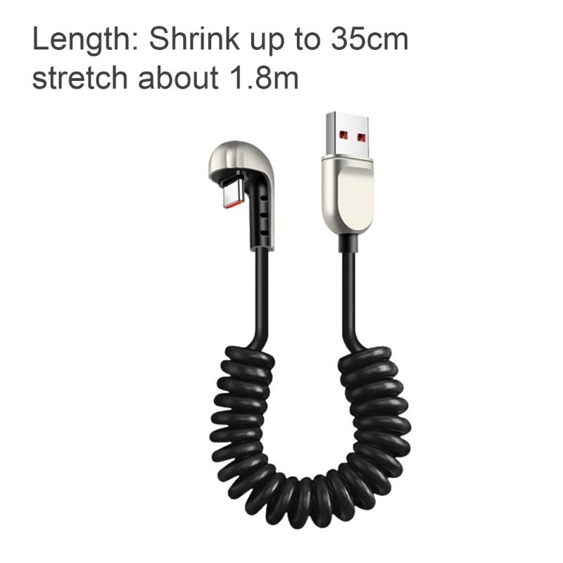 Quick Power Cable Reinforced Spring USB To Type C 360 Degree Angled End Silicone Texture Suitable for Portable Devices