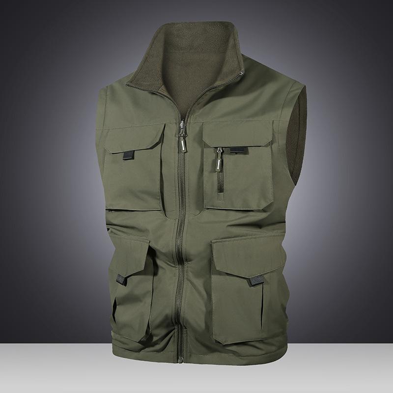 MultiPocket Vest StandUp Collar Loose Large Size Sleeveless Jacket Casual Men'S Vest Vest Vest Vest