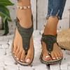 Fashion 2024 Plus Size Female Shoes Thong Women's Sandals Outdoor Casual Sandals Women Crystal Round Toe Wedge Elastic Band Shoes Women