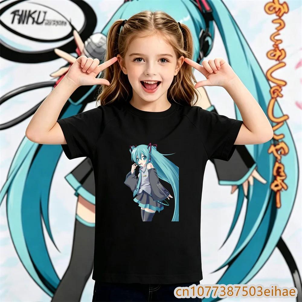 Boys Girls Daily Sportswear 2026 Summer Hatsune Miku Y2K Retro Printed Short Sleeve TShirt Loose Breathable Unisex Fashion Tee