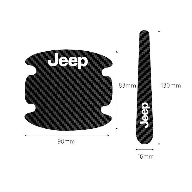 Car Emblem Badge Door Handle Anti-scratch Sticker for Jeep Liberty Patriot Wrangler JK Renegade Compass Grand Cherokee Rubicon AKY1