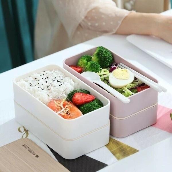 Microwave Double Layer Lunch Box 1200ml Wooden Salad Bento Box BPA Free Portable Container Box Workers Student