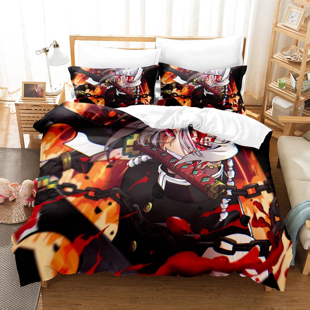 Anime Demon Slayer Bedding Collections Kamado Nezo With Bed Linen For Teens Girls Cartoon Twin Single Queen King Full Size Duvet Cover Collection