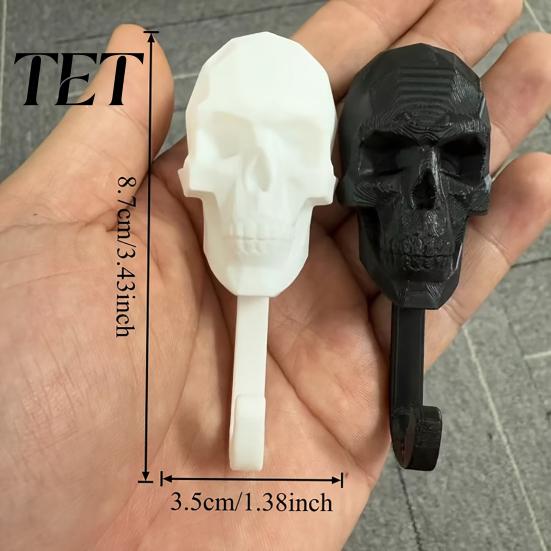 Eclectic Home Accessories 2Pcs 3D Printed Skull Wall Hook, Gothic Dark Mounted Hanger, Geometric Artistic Storage Towel Key Hat Hook for Bathroom