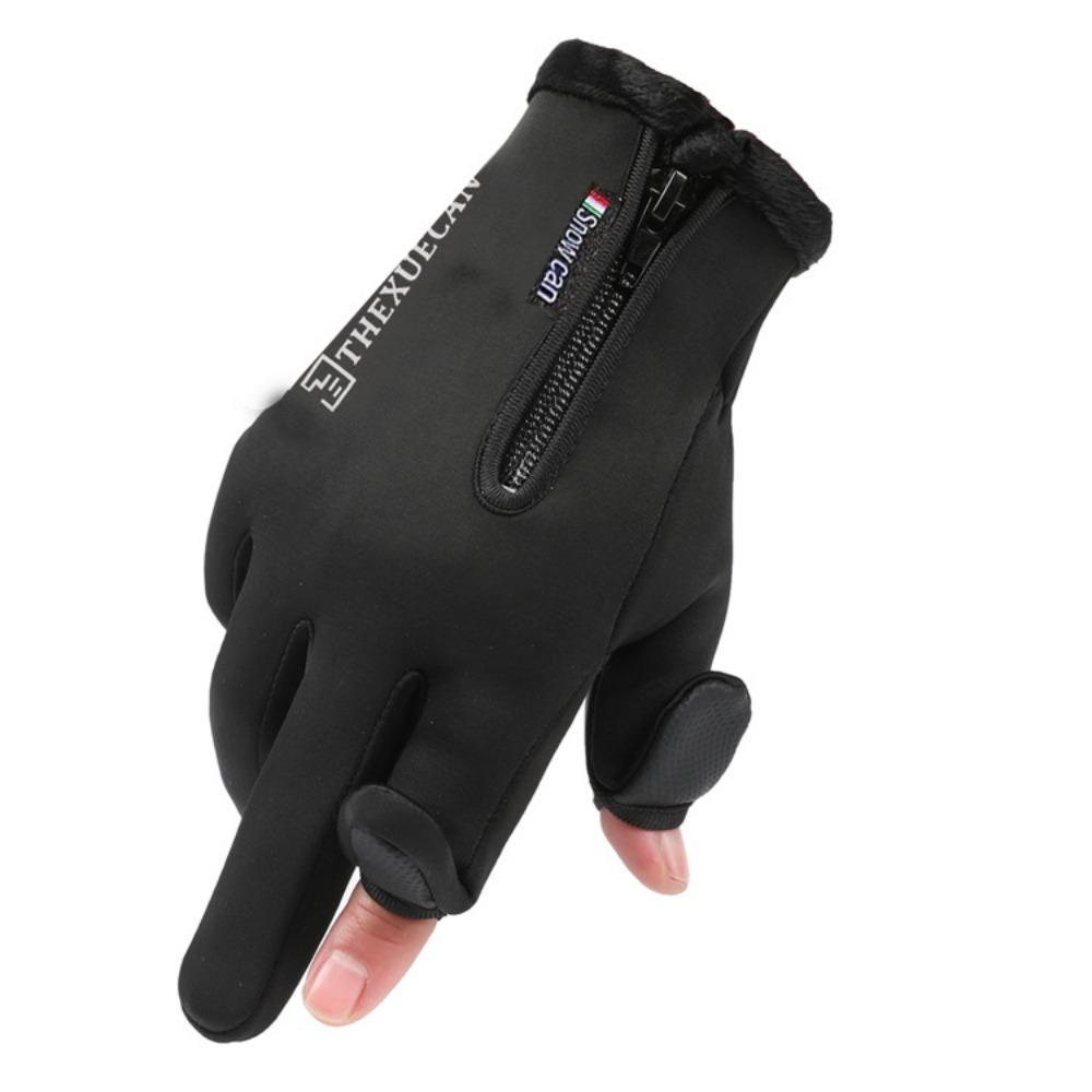 Уличные теплые водонепроницаемые перчатки зимние с открытыми пальцами